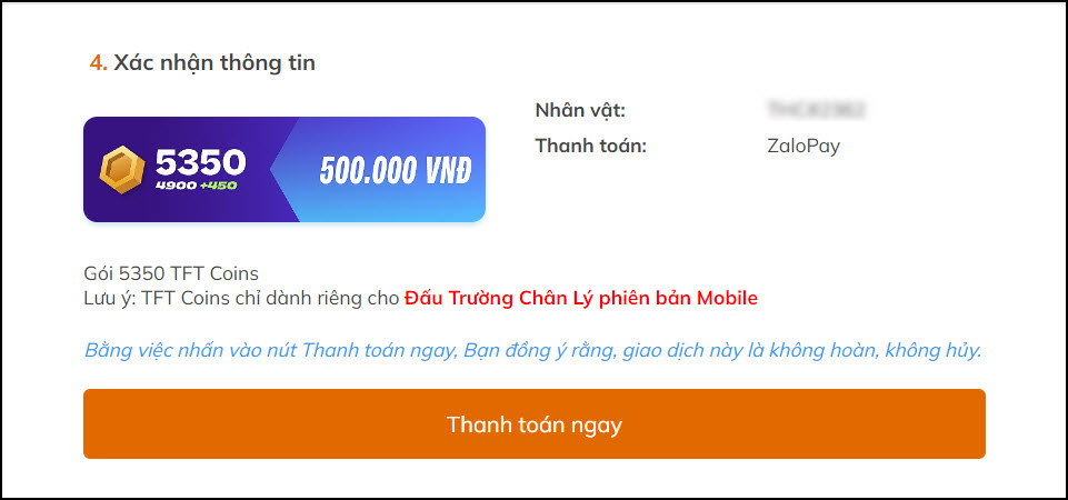 Cách Nạp Xu TFT Mobile VNG Giá Rẻ Trên iOS và Android hình 7